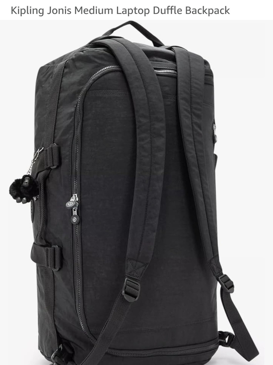 Kipling Black/Brown Jonis Duffle Backpack with Multiple Straps And Laptop Pocket main image 9